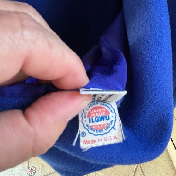 Vintage Rothschild Girl's Wool Blend Long Coat Velvet Trim Royal Blue Size 8 - Picture 10 of 11